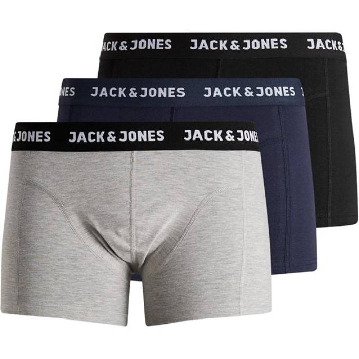 Jack And Jones  Anthony 3-Pack Boxer Trunk Mens Men Grey/Navy/Black ...