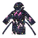 Miso 【 Girls Unicorn Fleece Dressing Gown Kids Navy 】 フリース キッズ ベビー マタニティ キッズファッシ...