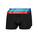 Henleys 【 3 Pack Boxers Men Black Multi 】 インナー 下着 ナイトウェア メンズ インナー 下着 ボクサーパンツ メンズ 黒色 ブラック
