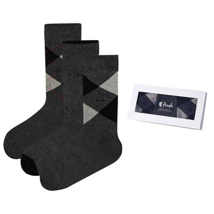 Pringle  Argyle Gift Box Cotton Socks 3 Pack Men Grey  ܥå å ...