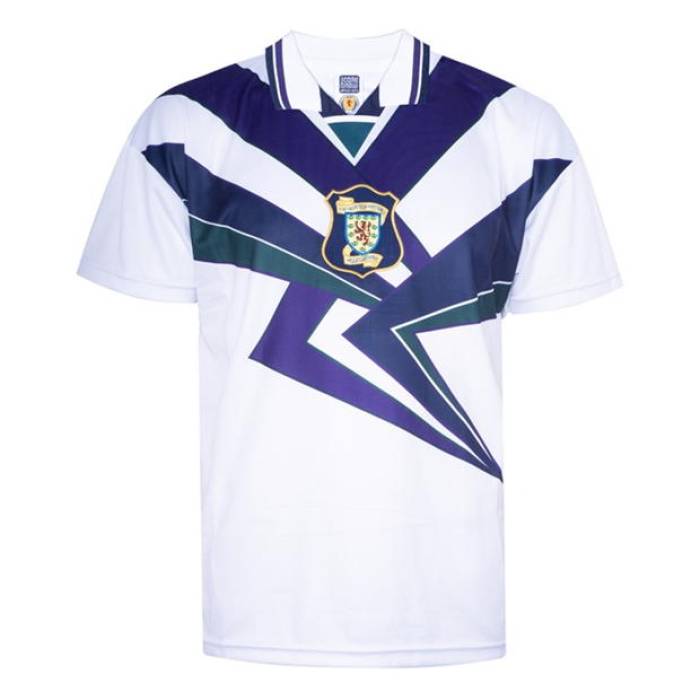 Score Draw 【 Scotland 1996 Away Retro Football Shirt Adults Men White 】 レトロ フットボ...