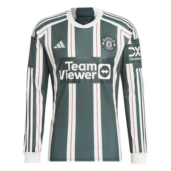 アディダス Adidas 【 Manchester United Away Long Sleeve Shirt 2023 2024 Adults Men Gre...