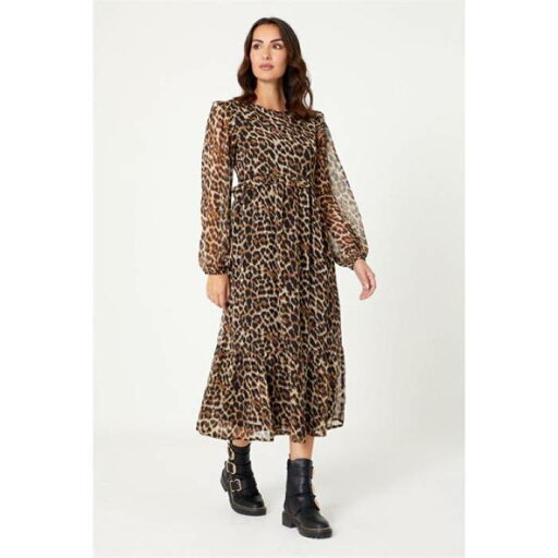 Be You 【 Frill Animal Print Chiffon Midi Dress Women 】 ドレス レディースファッション ドレス レディース Be You 【 Frill Animal Print Chiffon Midi Dress Women 】 ドレス レディースファッション ドレス レディース