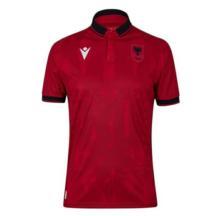 Macron 【 Albania Home Kit 2024 Mens Men Red/Black 】 メンズ スポーツ アウトドア サッカー フットサル メンズウェア レプリカユニフォーム メンズ Red 赤・レッド 黒色 ブラック