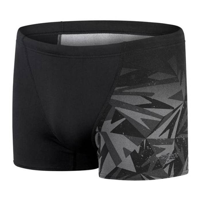 スピード Speedo 【 All Over V-Cut Aquashort Men Black/Grey 】 メンズ 黒色 ブラック 灰色 グレー