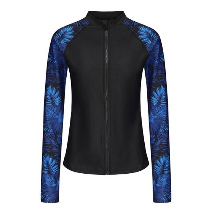 Slazenger 【 Swim Jacket Womens Women Black/Leaf Aop 】 Jacket ジャケット レディース スポーツ アウトドア 水泳 競技水着 レディース競技水着 レディース 黒色 ブラック