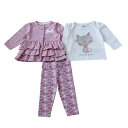 Hello World 【 Girls 3-Piece Outfit Set Kids Pink 】 キッズ ベビー マタニティ ベビーファッション 上下セット...