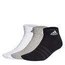 アディダス Adidas 【 Thin And Light 3Pk Ankle Socks Juniors Kids Gry/White/Black 】 ソック...