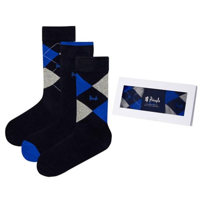 Pringle 【 Argyle Gift Box Cotton Socks 3 Pack Men Navy 】 ボックス ソックス・靴下 インナー 下着 ナイ...