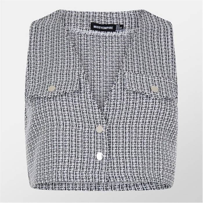 Missy Empire 【 Boucle Crop Top Women 】 Crop クロップ レディースファッション トップス その他 レディース