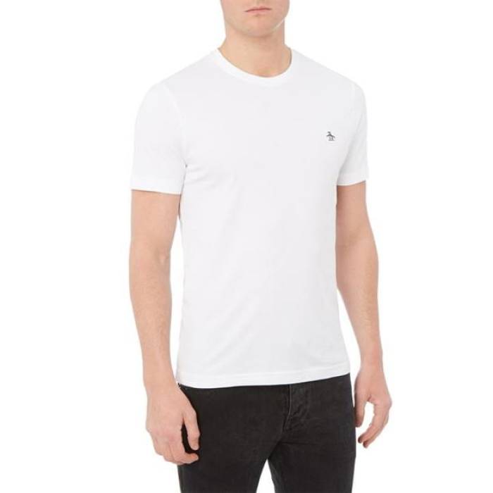 オリジナルペンギン Original Penguin 【 Pin Point Embroidered T-Shirt Men White 】 Tシャツ メンズファッション トップス Tシャツ カットソー メンズ 白色 ホワイト