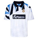Score Draw 【 Inter Milan 1992 Retro Away Shirt Adults Men White/Blue 】 インテル レトロ スポーツ アウトドア サッカー フットサル メンズウェア シャツ メンズ 白色 ホワイト 青色 ブルー