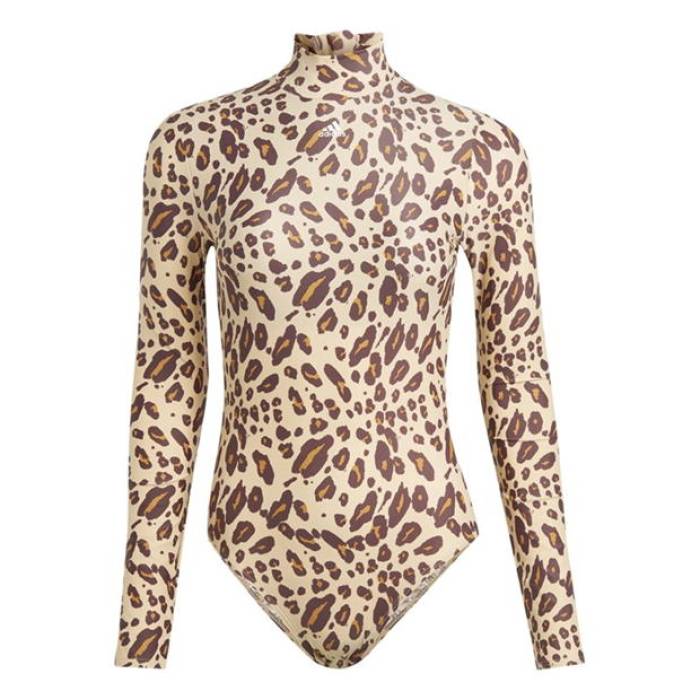 アディダス Adidas 【 Long Sleeved Animal Print Swimsuit Women Brown/White 】 水着 スポーツ アウトドア 水泳 競技水着 レディース競技水着 レディース 茶色 ブラウン 白色 ホワイト