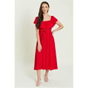 Be You 【 Frill Bardot Belted Midaxi Dress Women Red 】 ドレス レディースファッション ドレス レディース Red 赤・レッド(4)