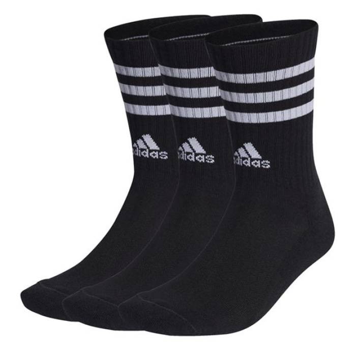 ǥ Adidas  3-Stripes Cushioned Crew Socks 3 Pairs Kids Black/White...