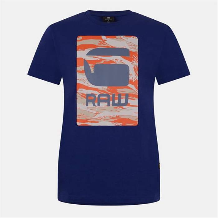 G Star 【 Camo Box Graphic T-Shirt Men Ballpen Blue 】 カモ柄 ボックス グラフィック Tシャツ メン..