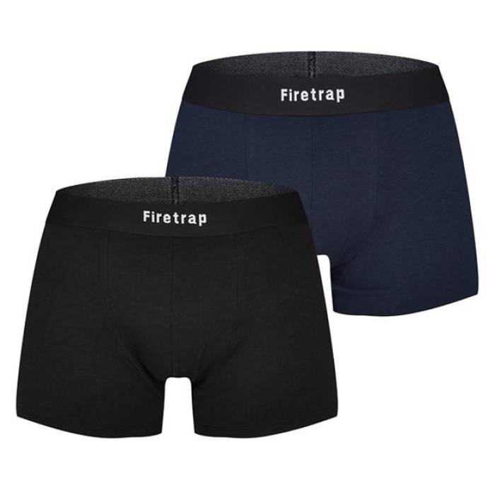 Firetrap 【 2 Pack Trunks Men Navy / Blue 】 インナー 下着 ナイトウェア メンズ インナー 下着 ボ..