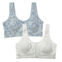 Be You 【 Pack Floral Zip Cotton Bra Women Blue/White 】 インナー 下着 ナイトウェア レディース インナー 下着 ランジェリー ブラジャー レディース 青色 ブルー 白色 ホワイト