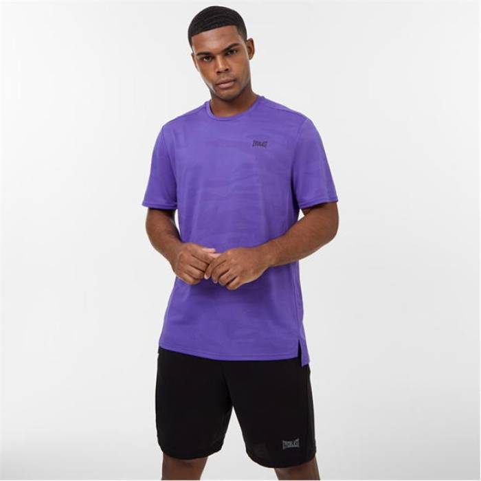 Everlast  Tech T-Shirt Mens Men Purple  ƥå T  󥺥եå ȥåץ ...