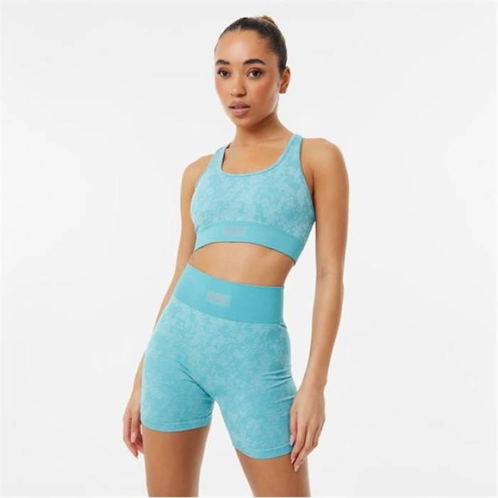 Everlast  Seamless Cross Back Sports Bra Women Aqua Camo  ݡ ȥɥ...