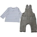 Firetrap 【 Boys Striped Long-Sleeve Top & Corduroy Dungarees Set Kids Cream 】 コー...