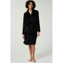 Linea 【 Plain Fleece Dressing Gown Women Black 】 フリース インナー 下着 ナイトウェア レディース ナイトウェ...