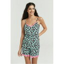 Be You 【 Soft Touch Animal Print Shortie Pyjama Set Women Aqua/Pink 】 タッチ パジャマ インナー 下着 ナイトウェア レディース ナイトウェア ルームウェア パジャマ レディース アクア pink ピンク