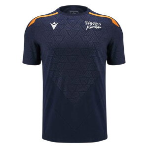 Macron 【 Sale Sharks Training Shirt 2024 2025 Adults Men Navy/Orange 】 シャークス トレーニング メンズファッション トップス Tシャツ カットソー メンズ 紺色 ネイビー orange 橙・オレンジ