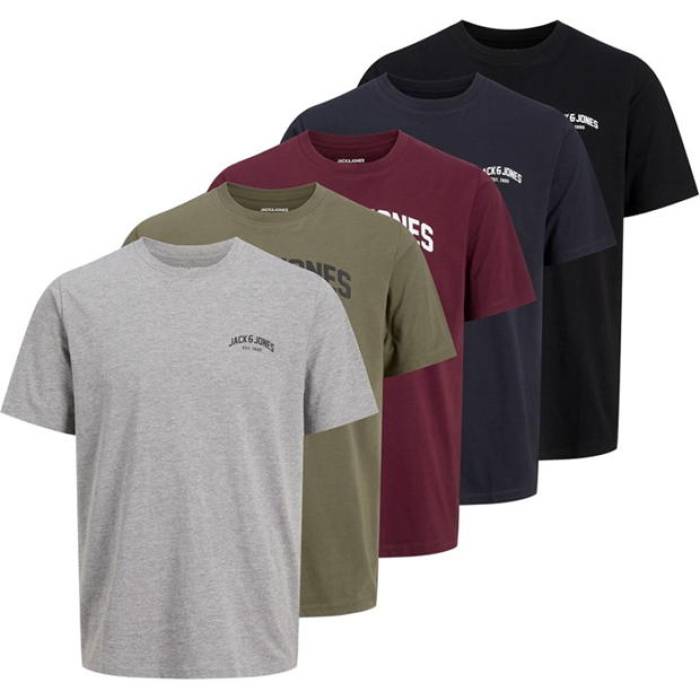 Jack And Jones 【 5-Pack Short Sleeve T-Shirt Mens Men 】 5個入 Sleeve スリーブ Tシャツ メンズ メンズファッション トップス Tシャツ カットソー メンズ