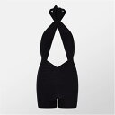 Missy Empire 【 Double Layer Slinky Cross Over Cut Out Playsuit Women Black 】 レディ...