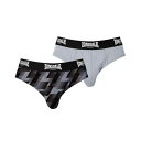 Lonsdale 【 2Pk Brief Mens Men Grey Camo 】 メンズ インナー 下着 ナイトウェア メンズ インナー 下着 ブリーフ メンズ 灰色 グレー カモ柄