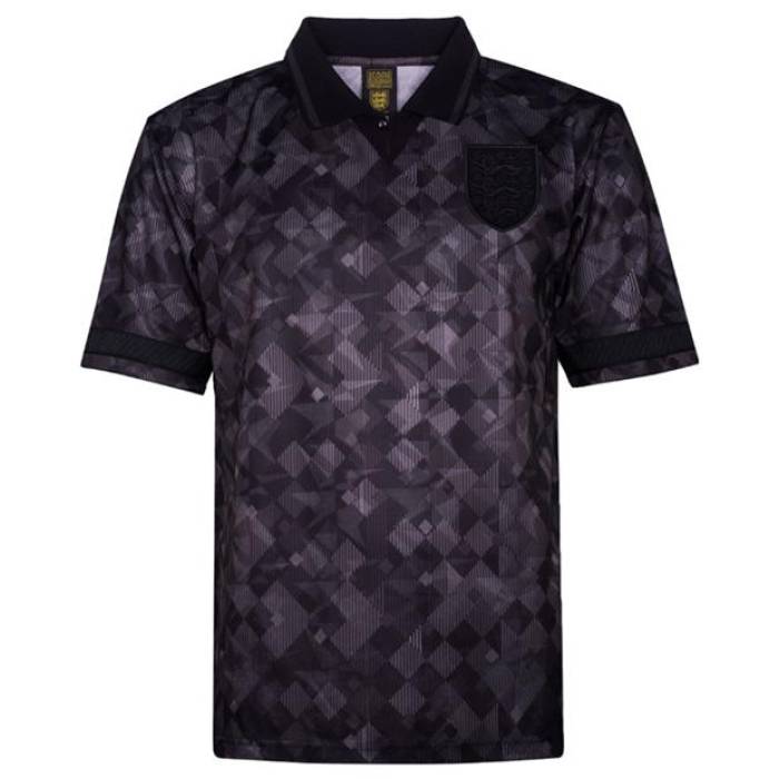 Score Draw 【 England 1990 Black Out Retro Shirt Men Black 】 黒色 ブラック レトロ スポーツ アウト...