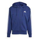アディダス Adidas 【 Essentials French Terry 3-Stripes Zip Hoodie Mens Men Legend Ink/...