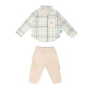 Hello World 【 Bear Borg Top And Trousers Set Babies Baby Cream/Brown 】 キッズ ベビー マ...