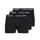Jack And Jones 【 Anthony 3-Pack Boxer Trunk Mens Men Black 】 アンソニー 3個入 メンズ インナー 下着 ナイトウェア メンズ インナー 下着 ボクサーパンツ メンズ 黒色 ブラック