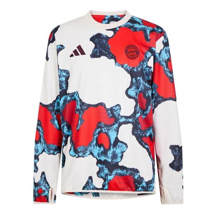 アディダス Adidas 【 Bayern Munich Prematch Drill Top 2024 2025 Adults Men Red/Aqua 】 ...