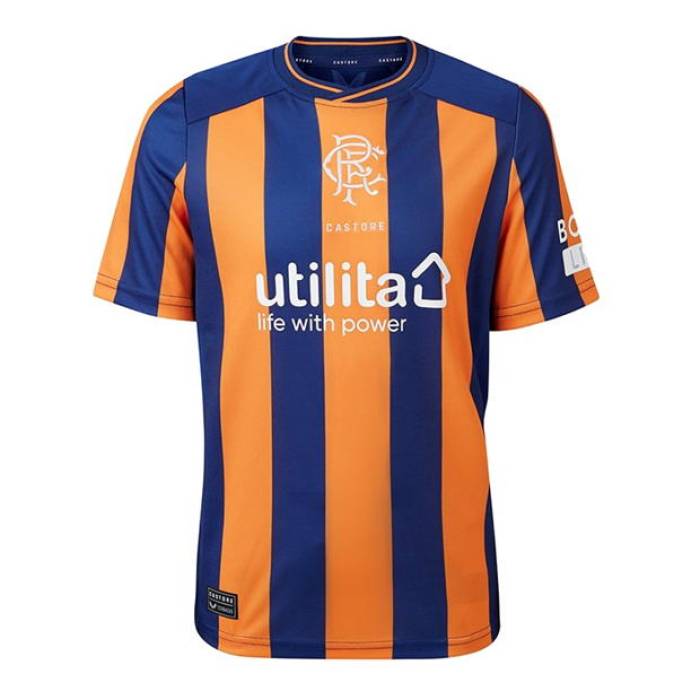 Castore  Rangers Third Shirt 2023 2024 Juniors Kids Navy/Orange  ...
