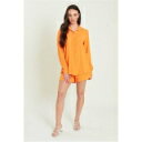 Be You 【 Textured Shirt And Shorts Set Women Orange 】 ショーツ レディースファッション その他 レディース...