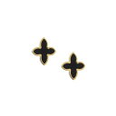 Miso 【 Flower Stud Earrings Women Gold/Black 】 イヤリング ジュエリー アクセサリー レディースジュエリー アクセサリー イヤリング レディース ゴールド 黒色 ブラック