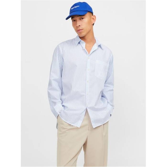 Jack And Jones  Long Sleeve Oversized Shirt Mens Men Corn Blue  Slee...