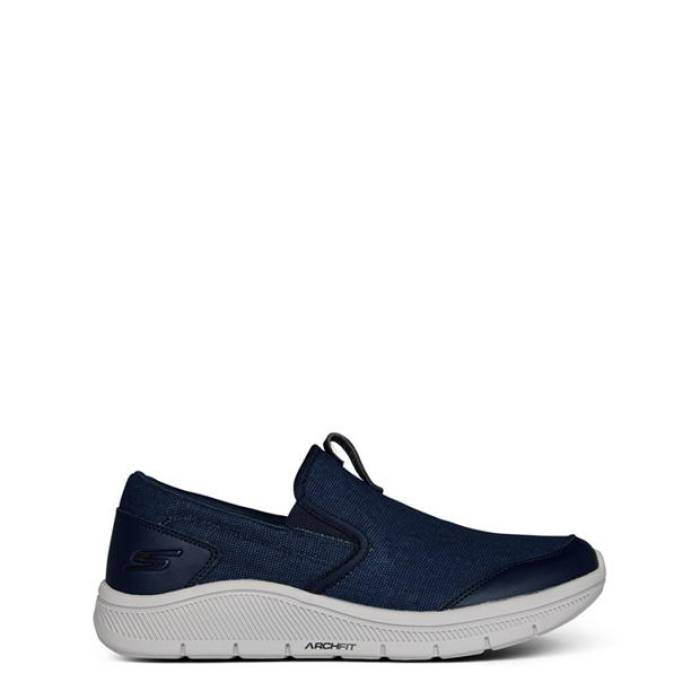 スケッチャーズ Skechers 【 Arch Fit Slipon Trainers Mens Men Navy/Grey 】 シューズ スニーカー メンズ 靴 メンズ靴 スニーカー メンズ 紺色 ネイビー 灰色 グレー