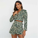I Saw It First 【 Cropped Zebra Printed Blazer Women Green 】 ブレイザー レディースファッション その...