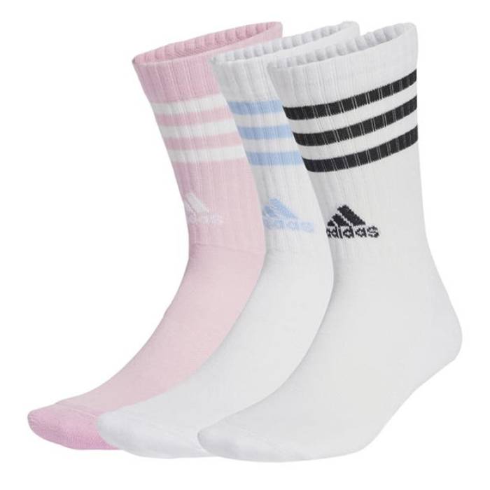 ǥ Adidas  3-Stripes Cushioned Crew Socks 3-Pack Womens Women Wht/...