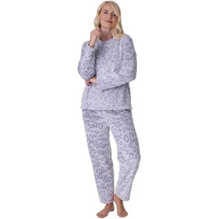 Camille  Fleece Full Length Pyjama Set Women Grey Leopard  ե꡼ ѥ...