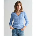 ガント Gant 【 Stretch Cotton Cable V-Neck Clear S Women Clear Sky 】 Vネック レディースファッショ...