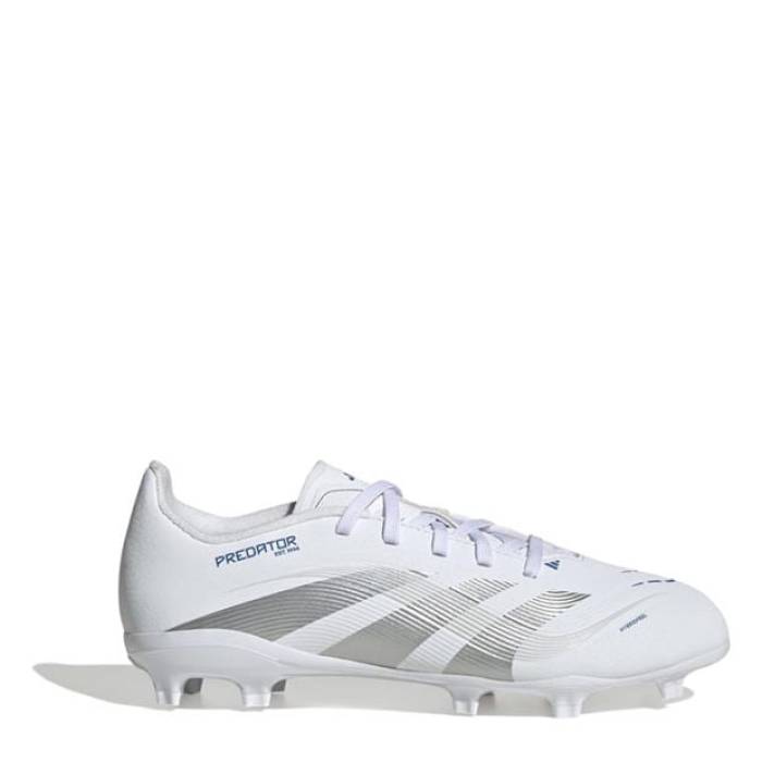 ǥ Adidas  Predator League Childrens Firm Ground Football Boots Kids White/Silver  ץǥ եåȥܡ ֡ ݡ ȥɥ å եåȥ å 塼 ѥ å