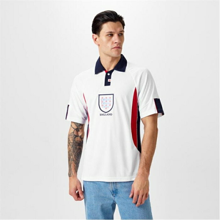 Score Draw 【 Draw England 1998 Home Shirt Adults Men White 】 スポーツ アウトドア サッカー フット...