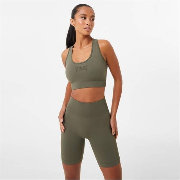 Everlast  Seamless Cross Back Sports Bra Womens Women Khaki  ǥ ...