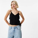 ジャック ウィルス Jack Wills 【 Frill Cami Top Women Black 】 レディースファッション トップス ベスト ジレ レディー...