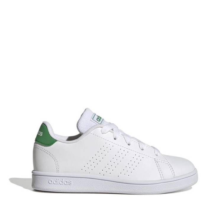 ǥ Adidas  Advantage Lifestyle Trainers Juniors Kids White/ Green ...